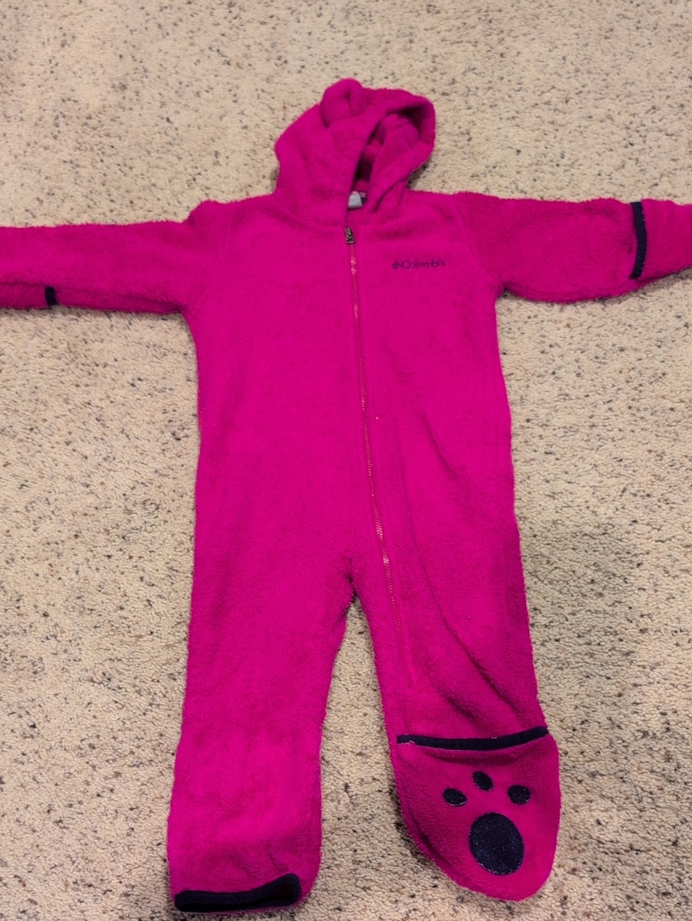 Columbia Kids Magenta Hooded One-Piece Fleece Footie